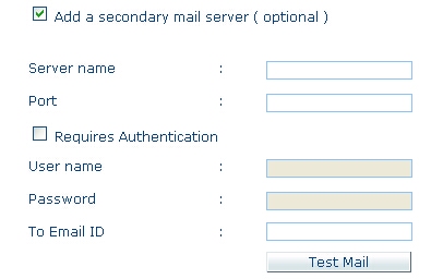 Secondary Mail Server Settings