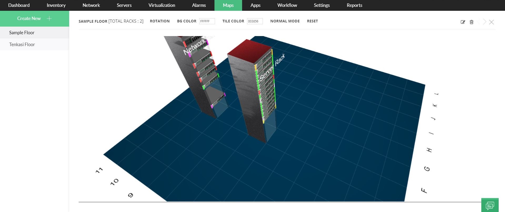 Modélisation 3D du Datacenter - création de racks virtuels