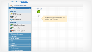 Code-free IT workflow automation with out-of-the-box checks and actions