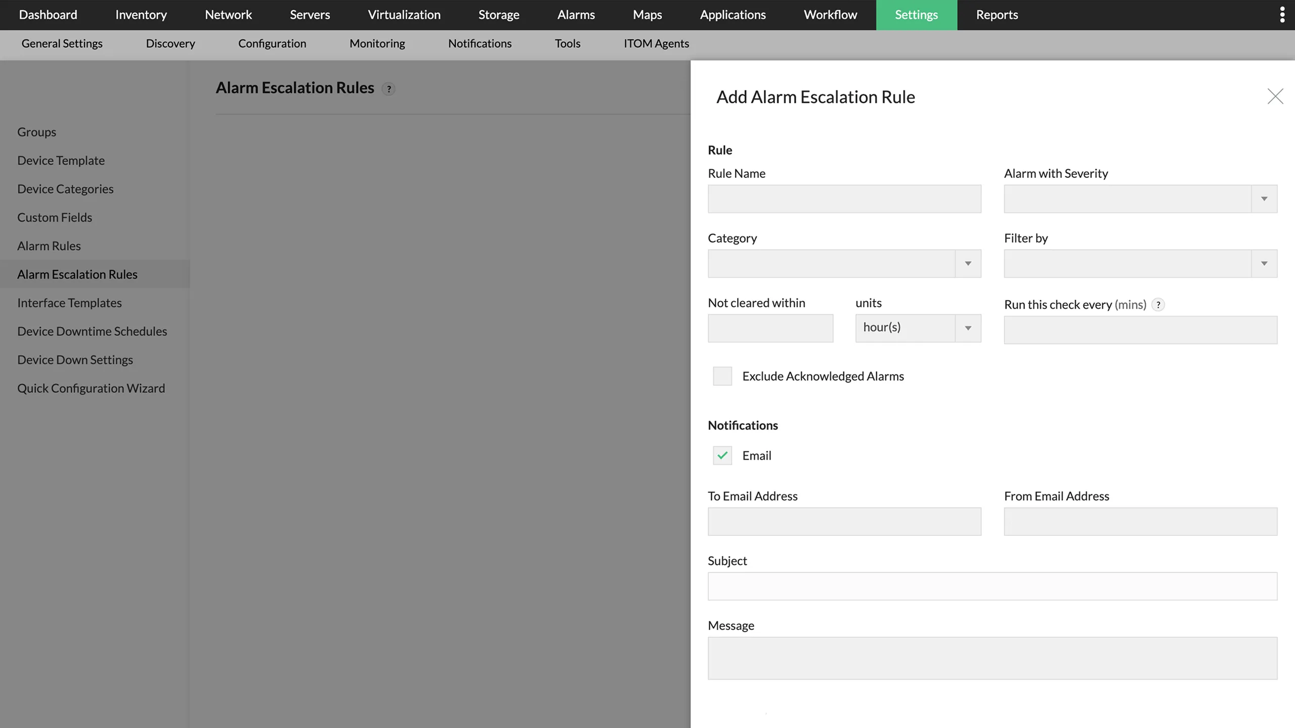 OpManager network monitoring alerts