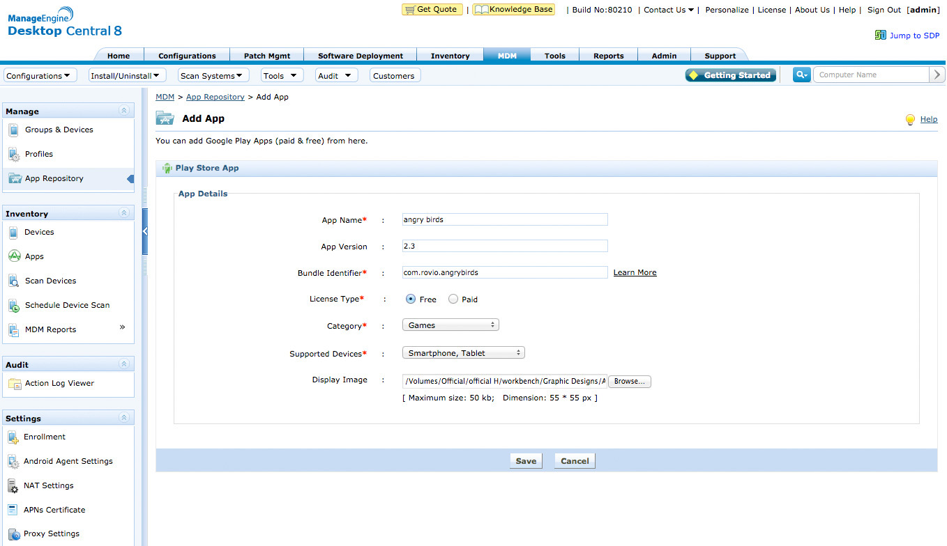 Mobile Device Management for Android ManageEngine Desktop Central
