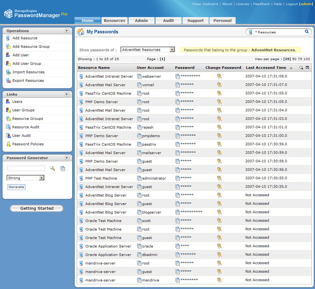 ManageEngine PasswordManager Pro Free Edition screen shot