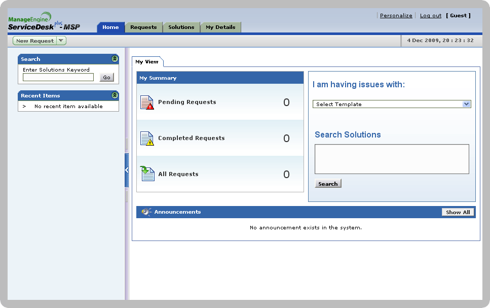 Self Service Portal