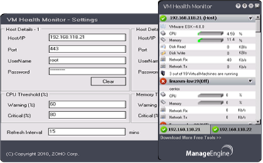 ManageEngine VM Health Monitor screenshot