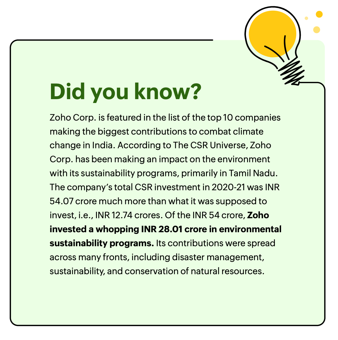 Environmental sustainability program investment