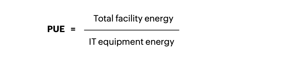 Power usage effectiveness (PUE) formula