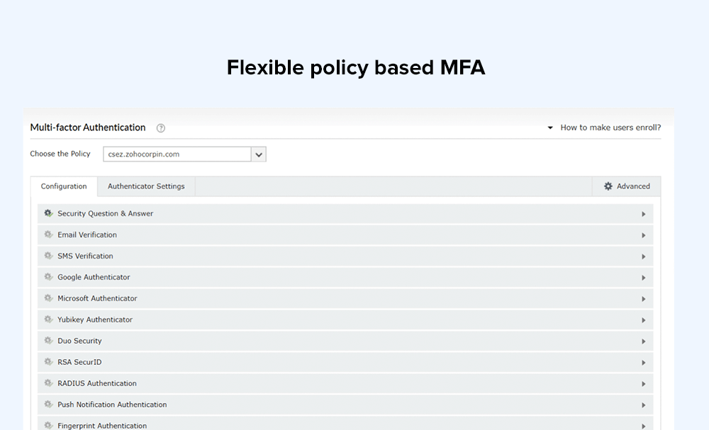 Flexible policy based MFA