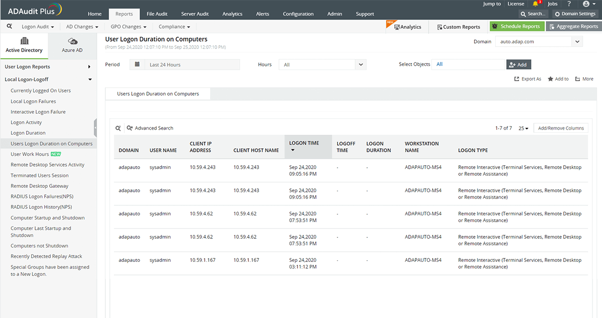 Track users logon duration