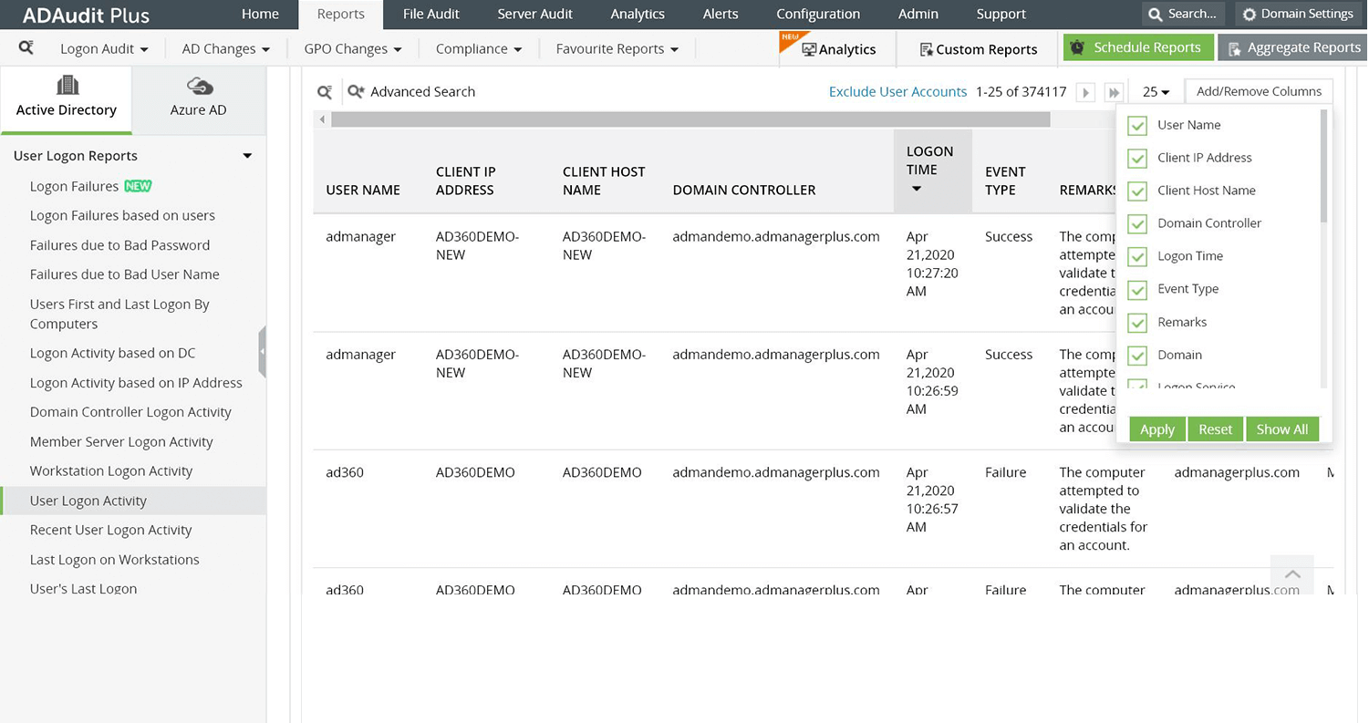 Monitor all login data