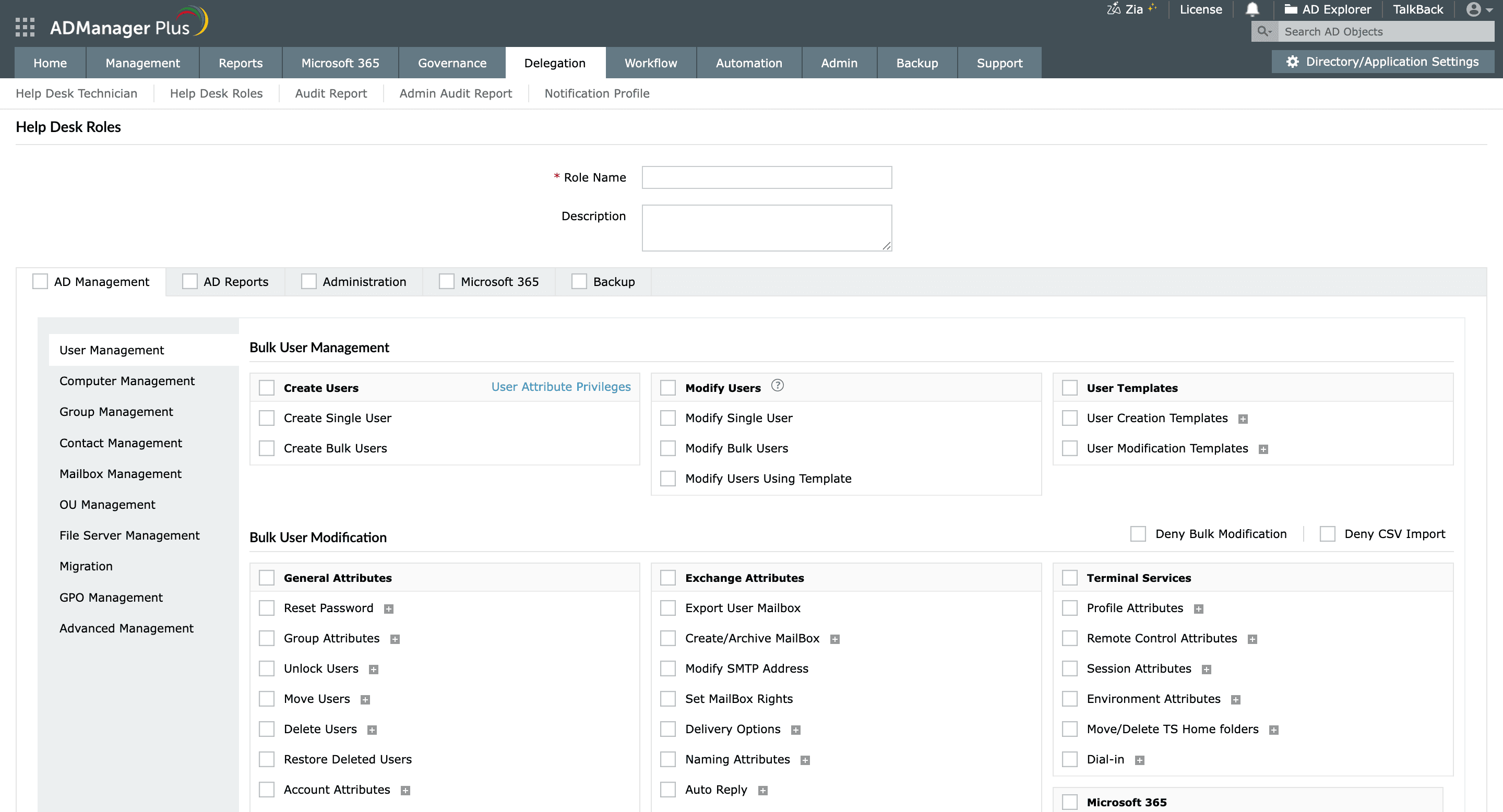 Maak helpdeskrollen aan en delegeer ze aan je helpdeskmedewerkers met ADManager Plus.