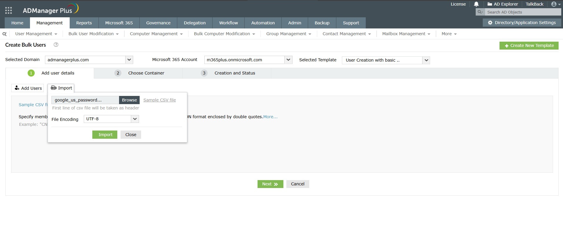 Een uitgebreide afbeelding die laat zien hoe u gebruikers in bulk in Active Directory aanmaakt