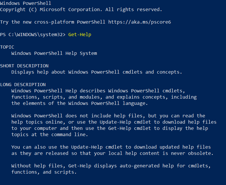 Get-Help-cmdlets in PowerShell