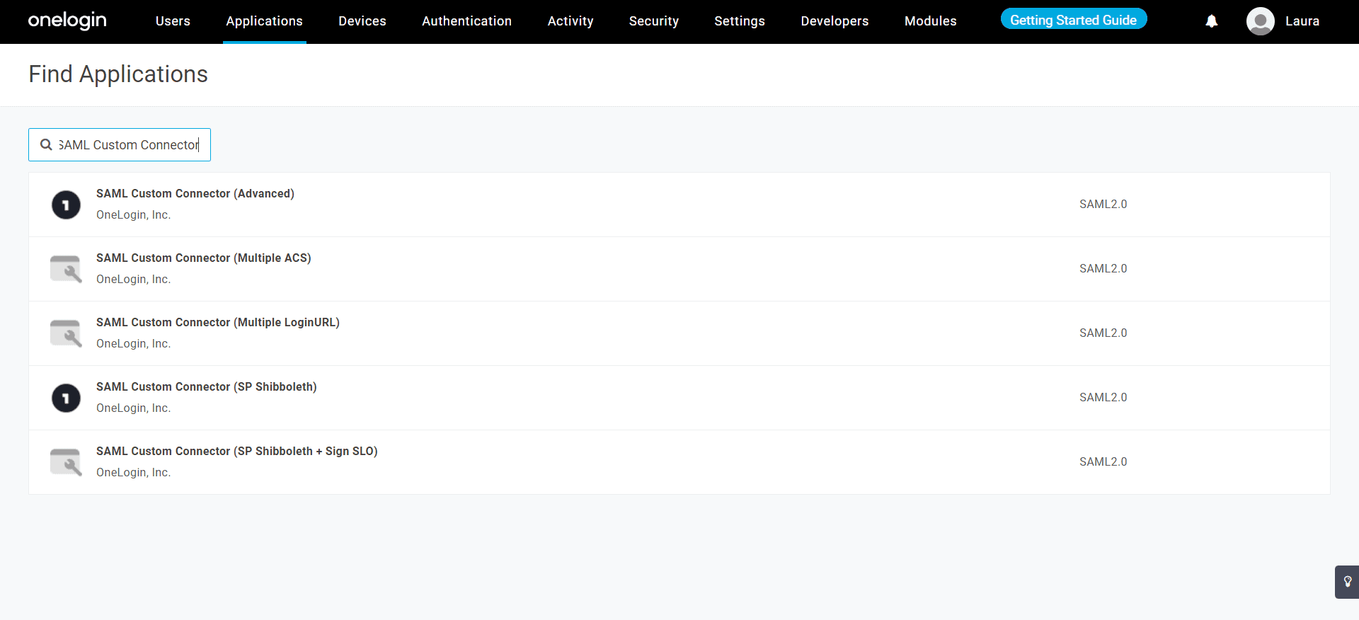 Navigating to Add Apps under Applications in OneLogin