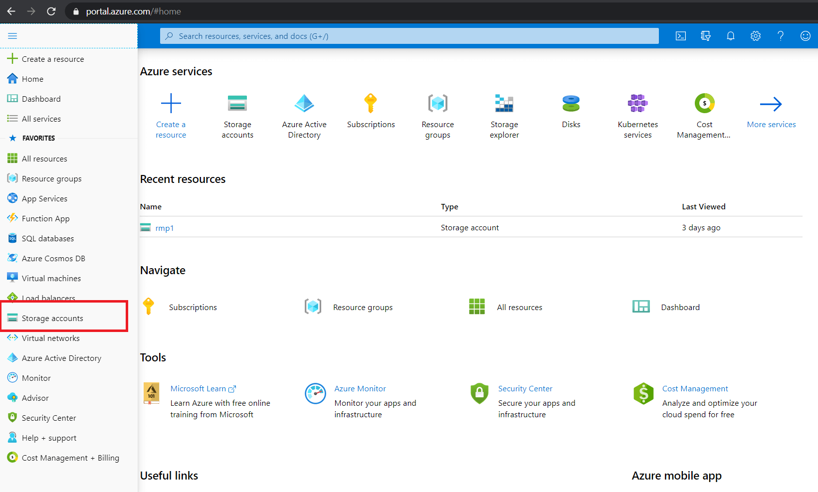 finding-account-name-and-key-in-azure