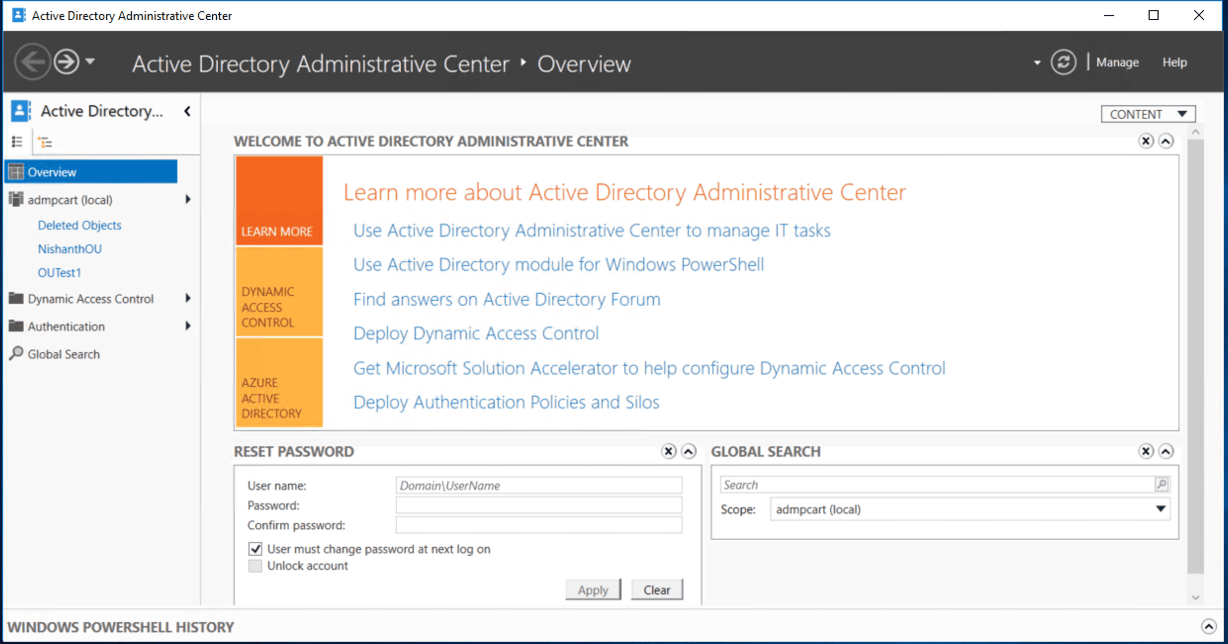 The ADAC dashboard for restoring deleted AD GPOs