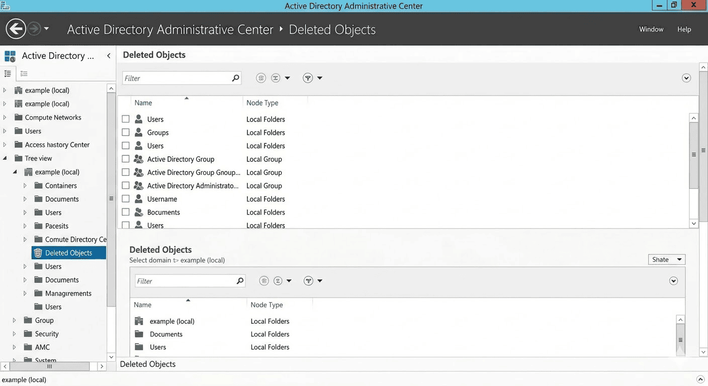 The Deleted Objects container in ADAC.