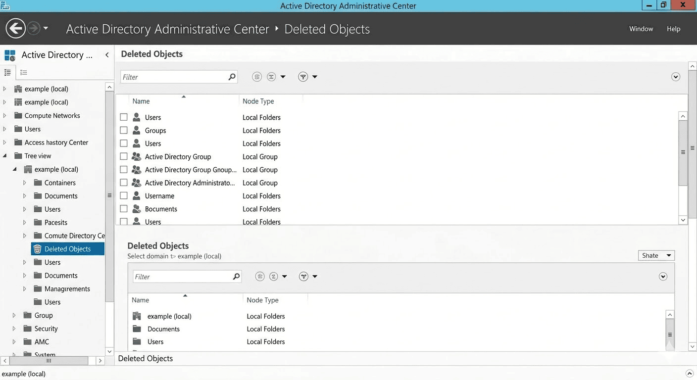 The Deleted Objects container in ADAC