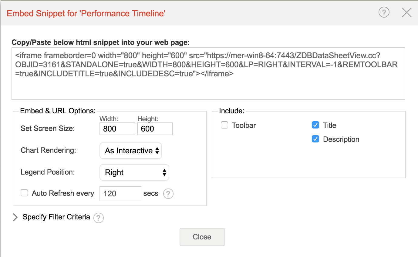 Embed Analytics Charts