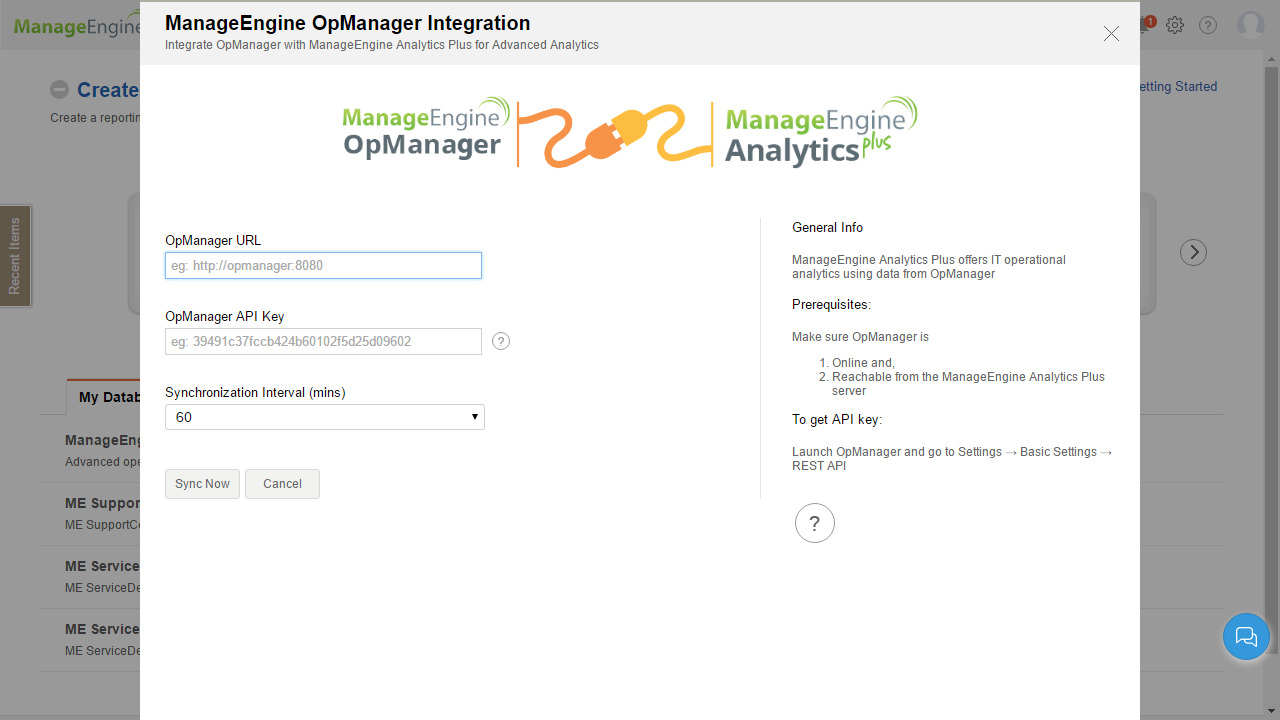 OpManager Integration - Analytics Plus
