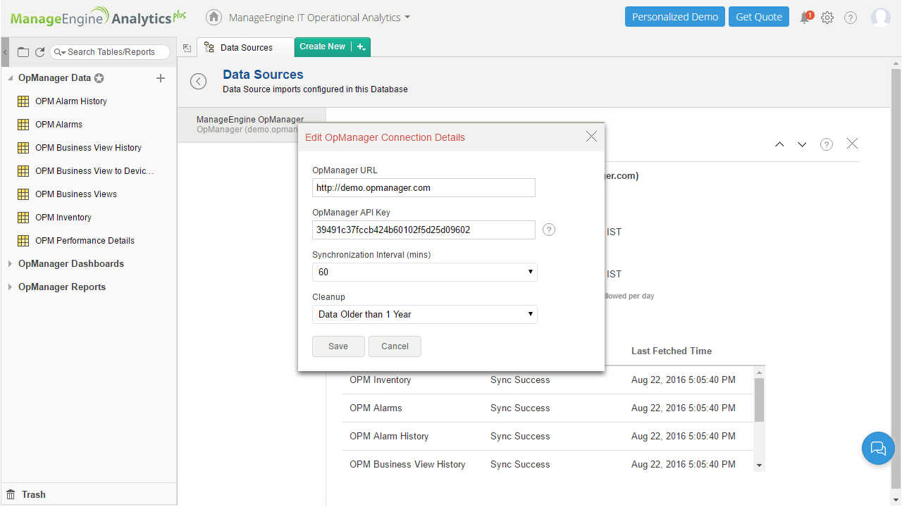 OpManager Integration - Analytics Plus