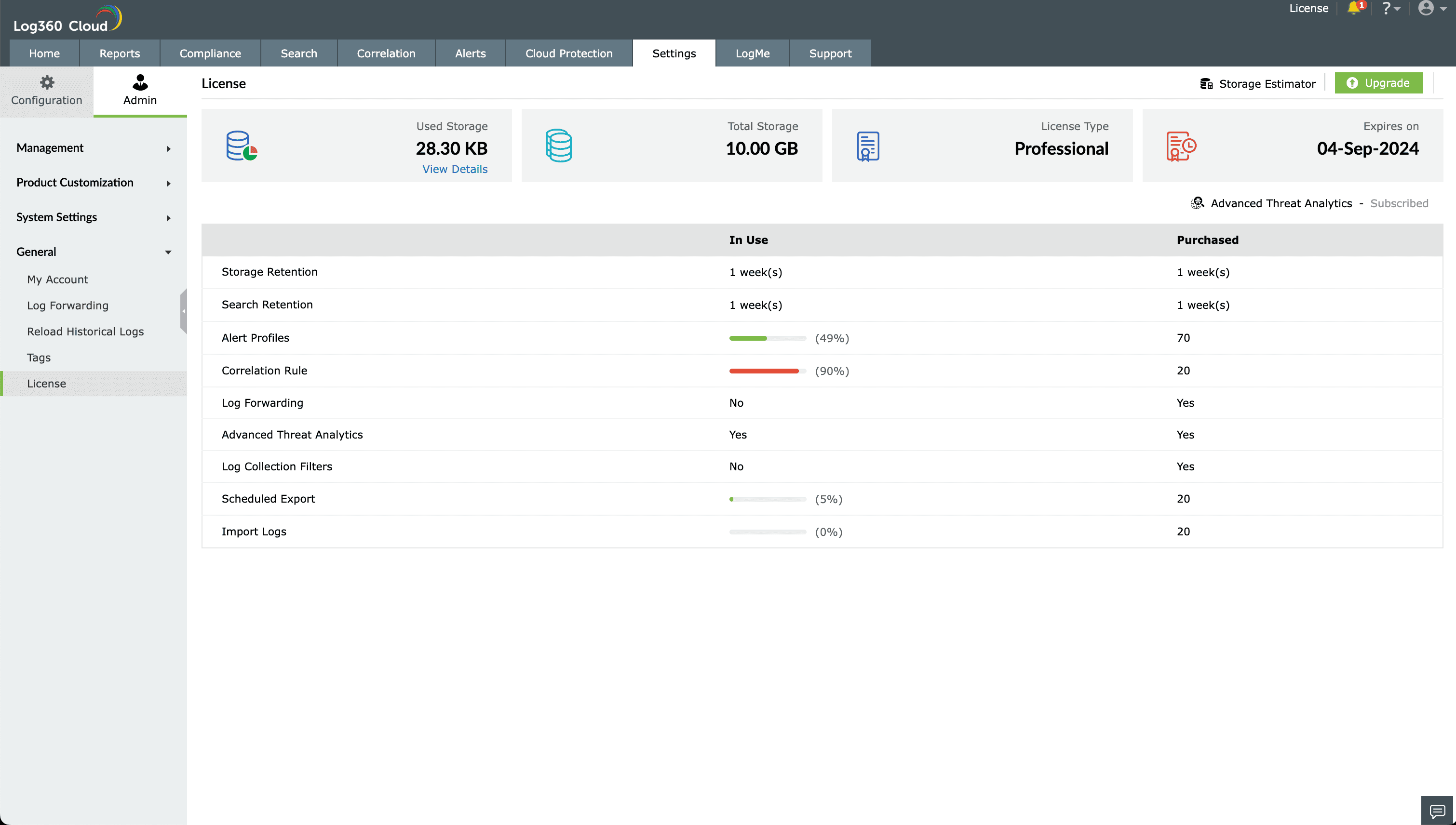 Cloud Log Storage Calculator