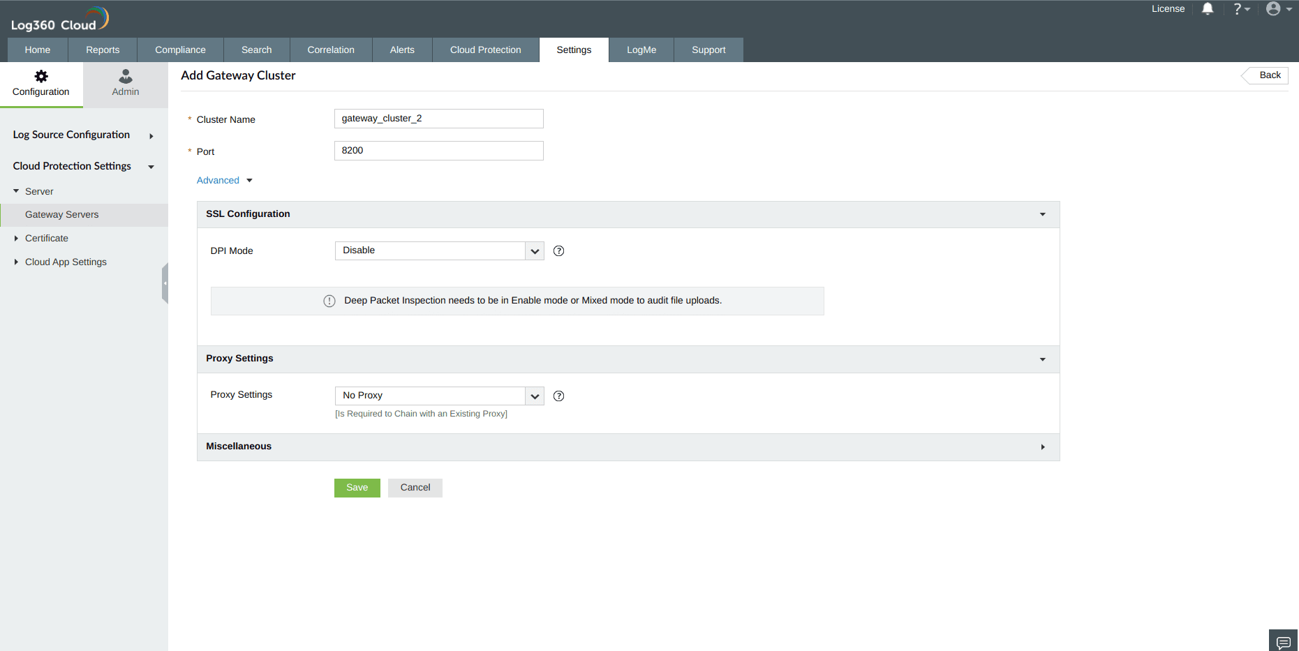 Configuring Gateway Server