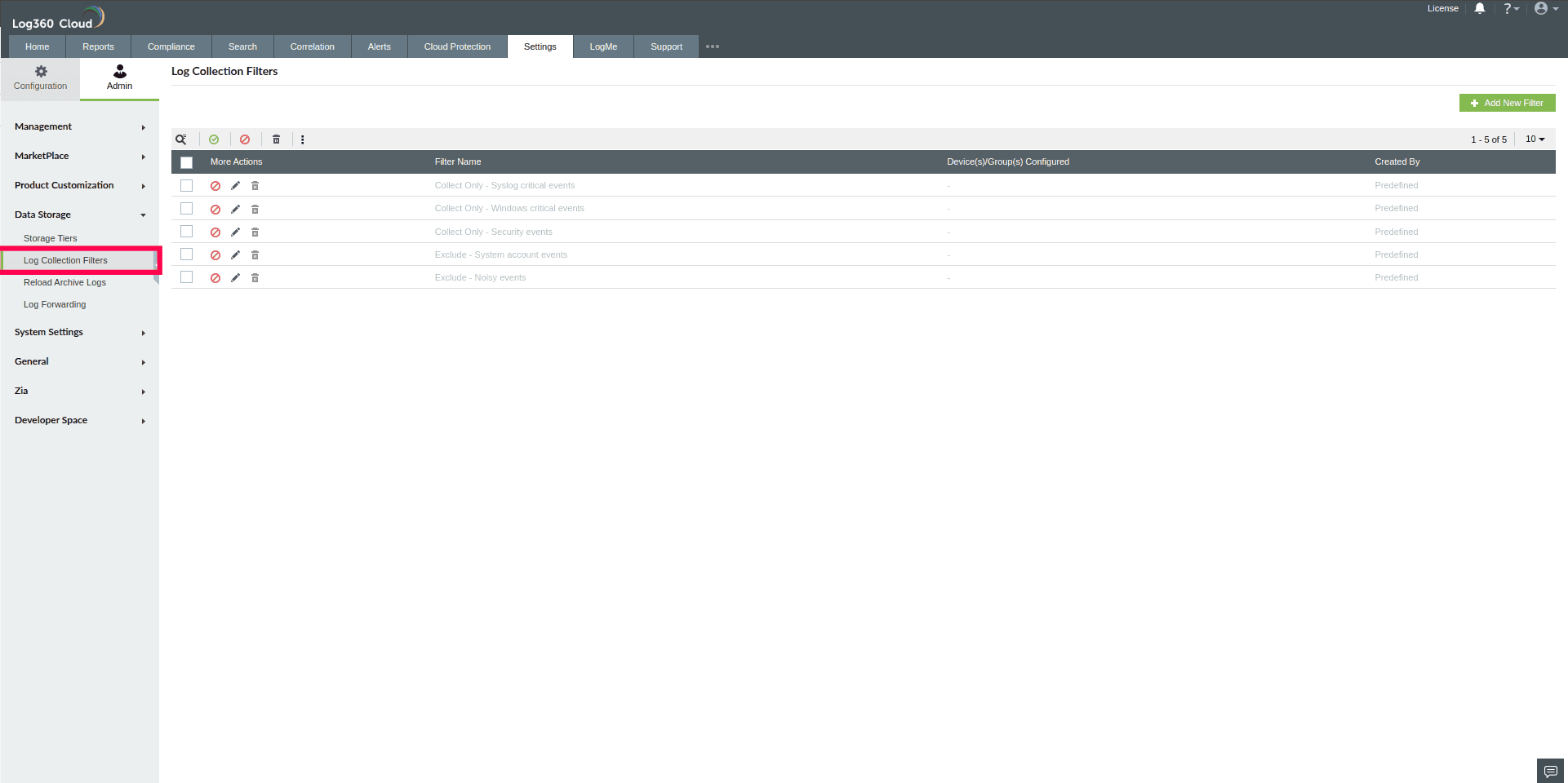 Log Collection Filter
