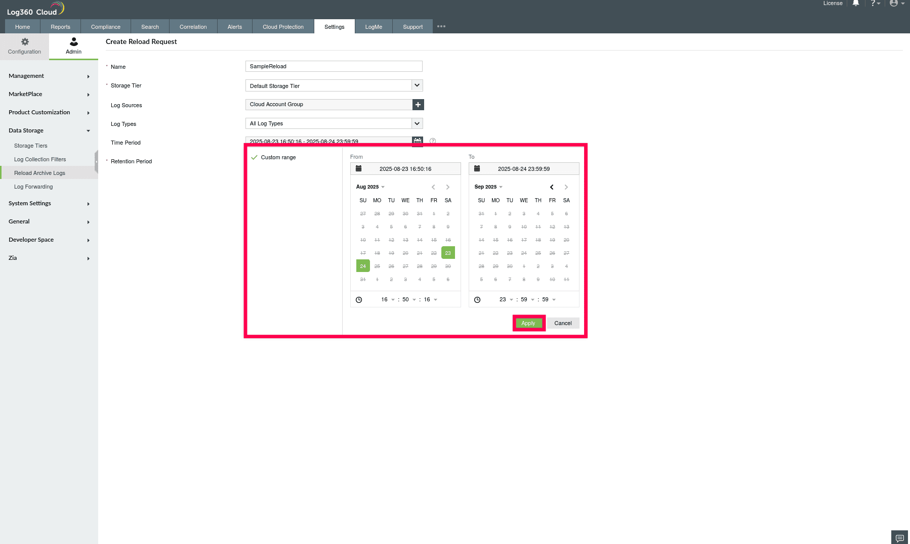 Reload Historical Logs
