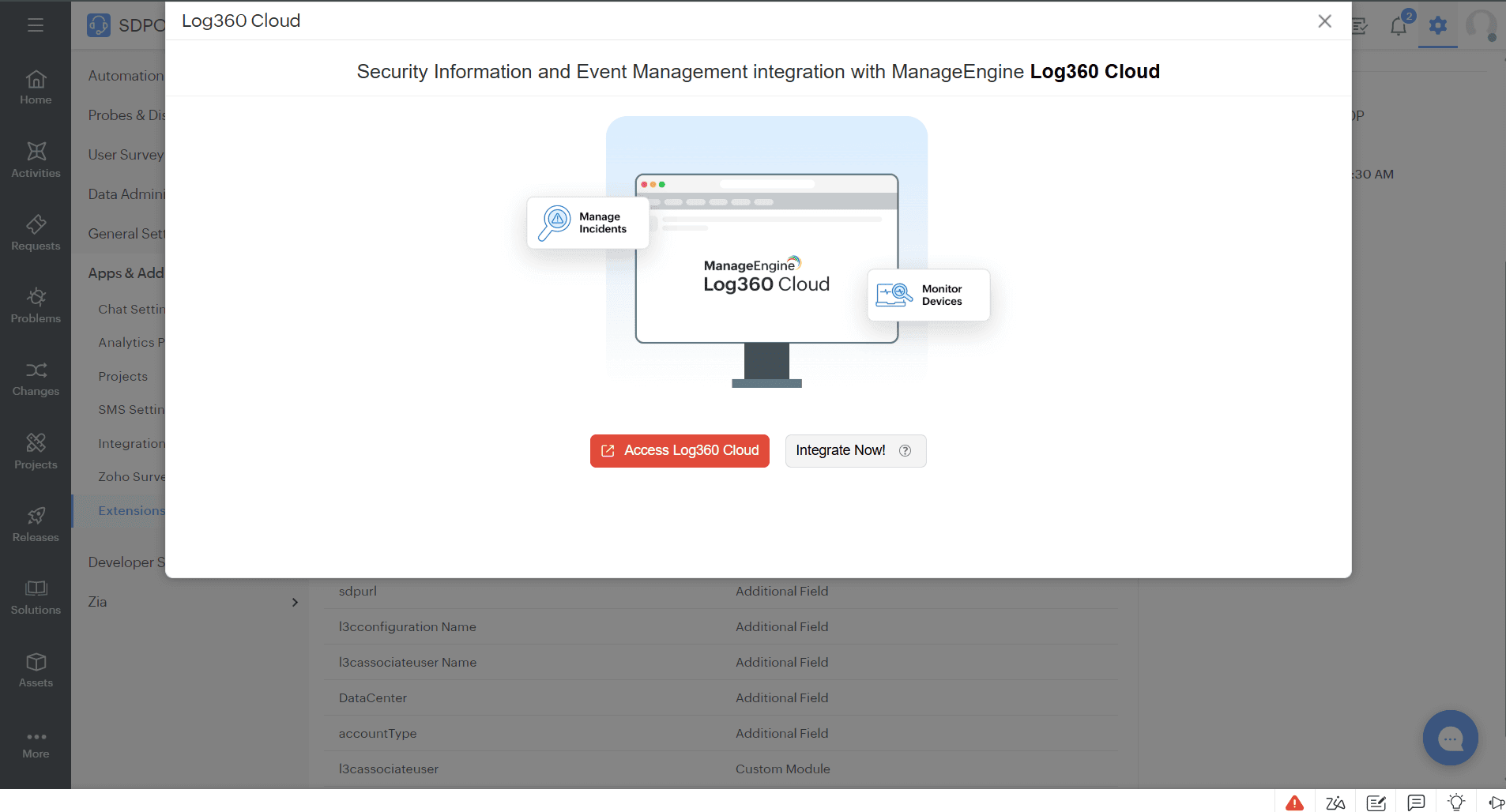 ManageEngine ServiceDesk Plus On-Demand Integration