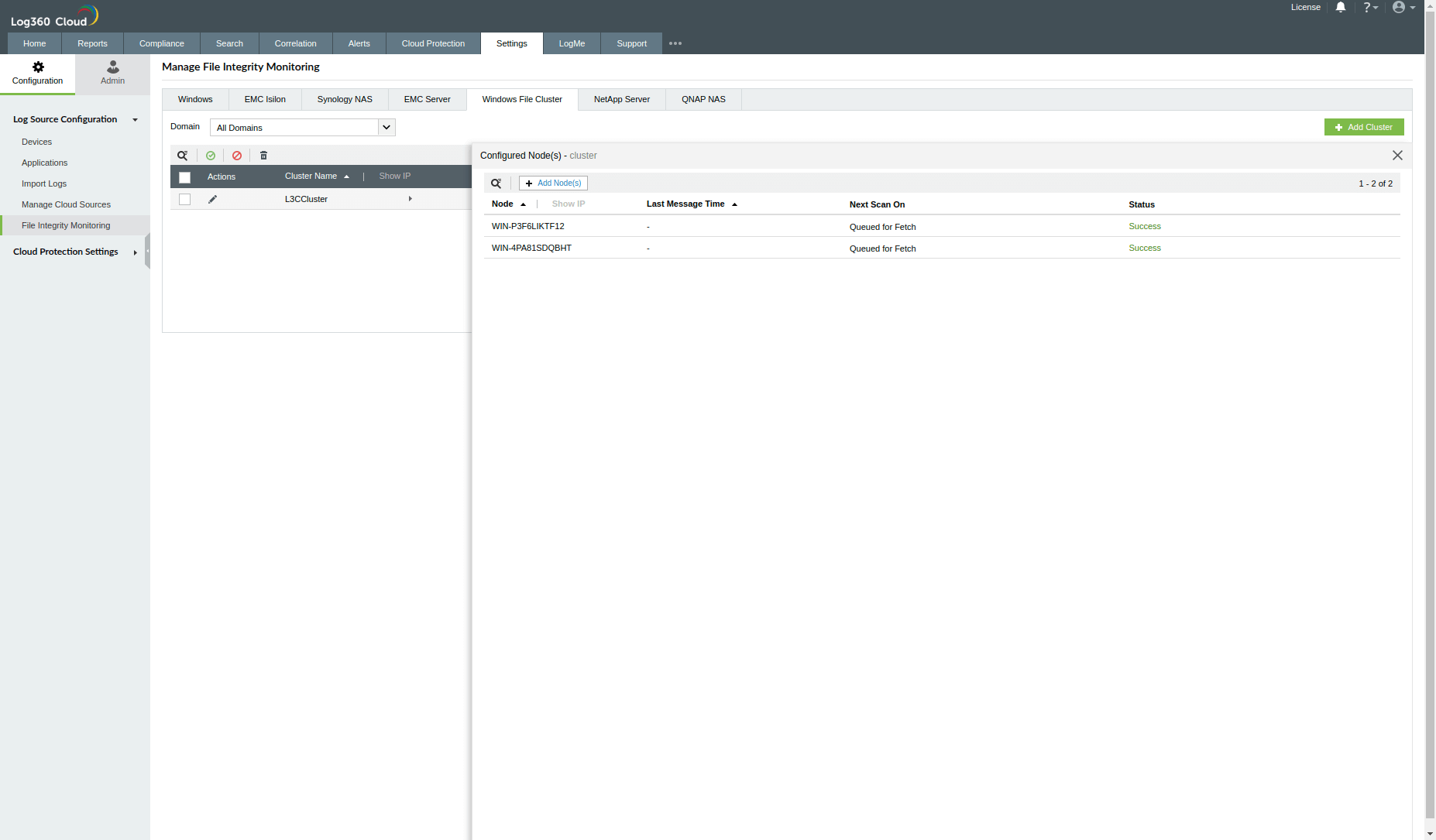 Configuring Windows File Cluster in Log360 Cloud