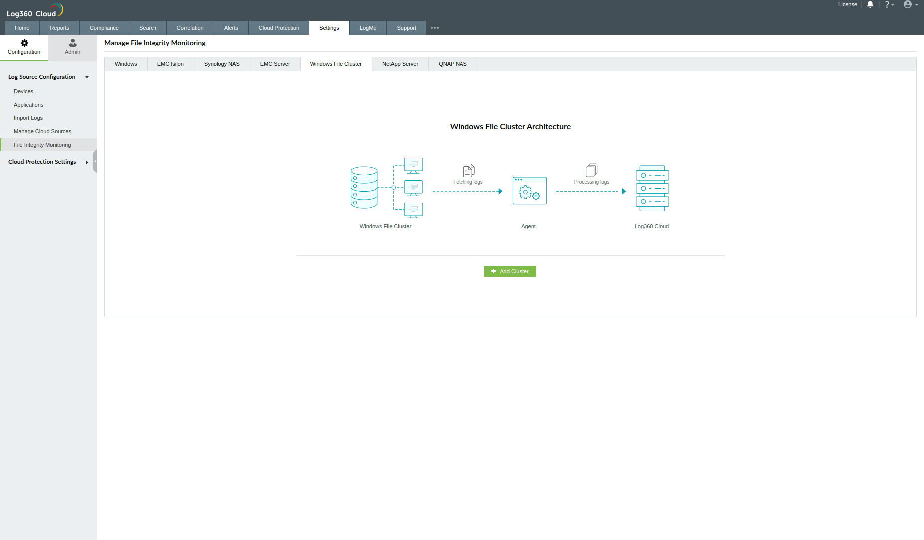 Configuring Windows File Cluster in Log360 Cloud