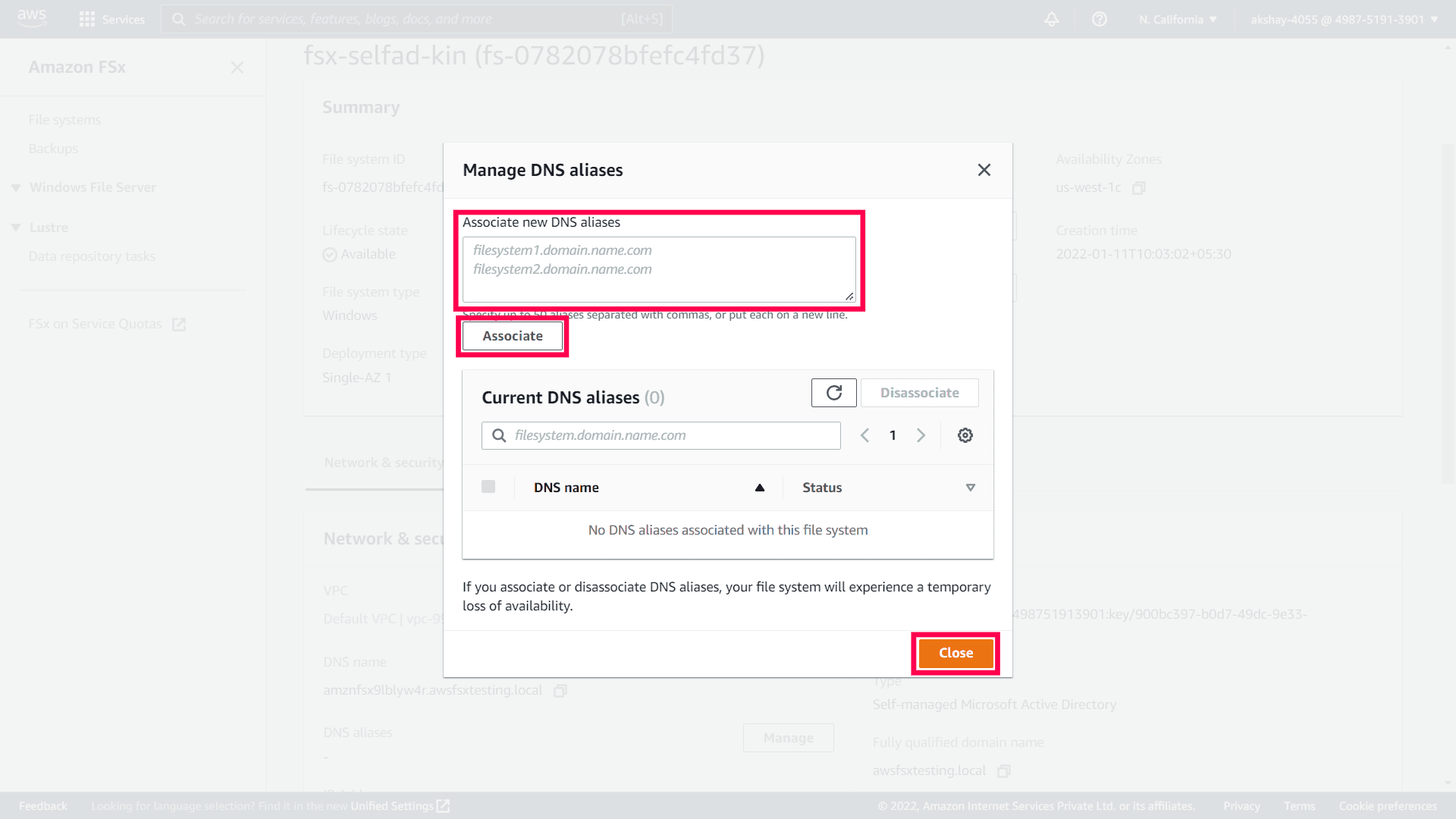 Configure Amazon File System in DataSecurity Plus