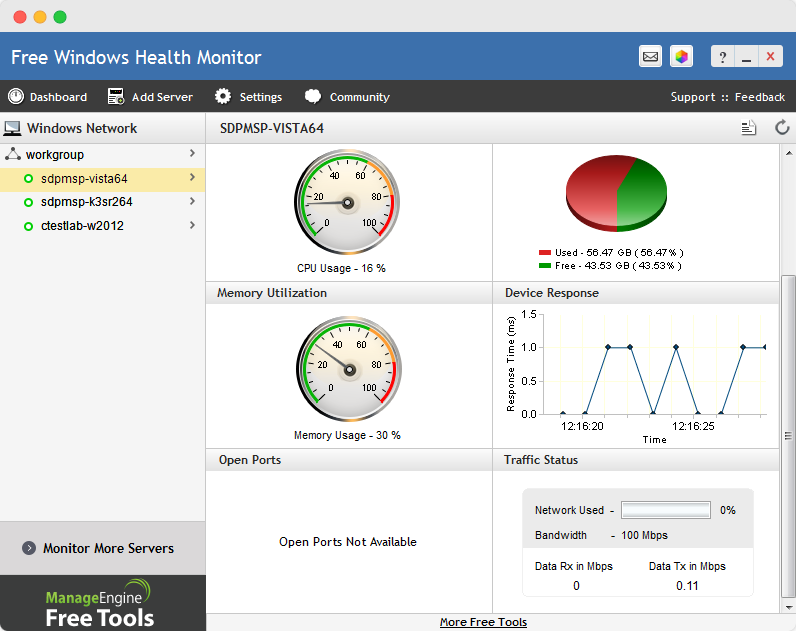 Free Windows Monitor Tool ManageEngine Free Tools