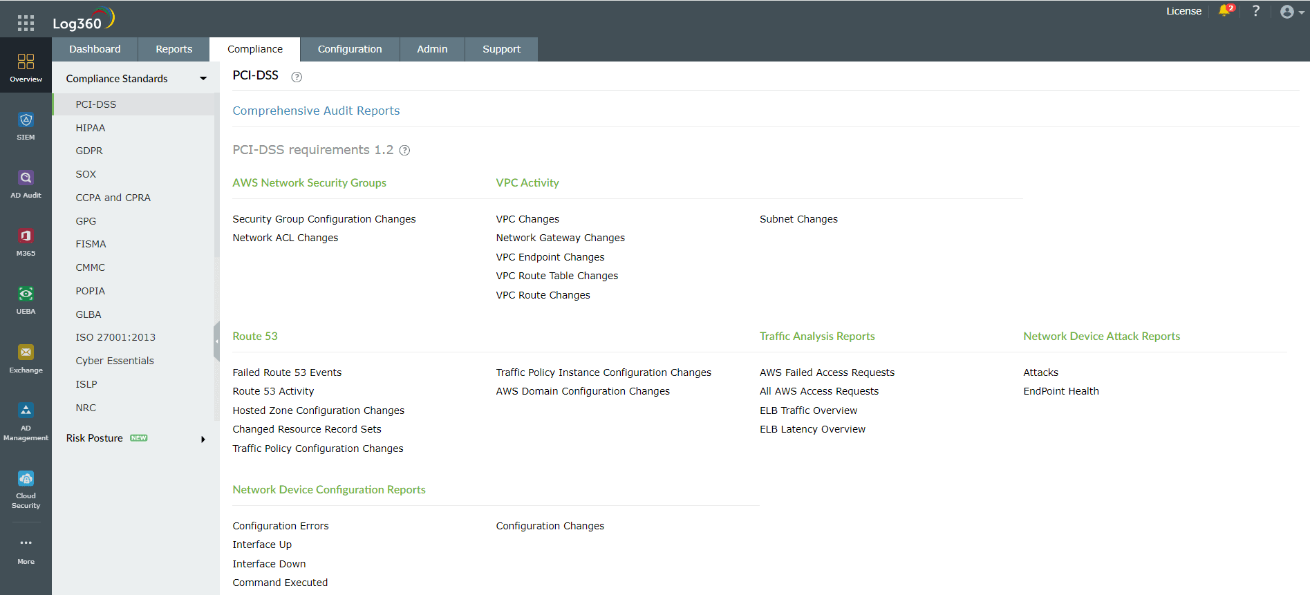 Compliance reports in Log360