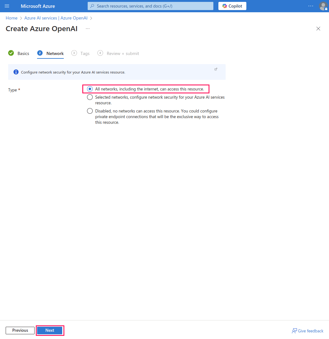 Configuring network security for Azure AI services resource