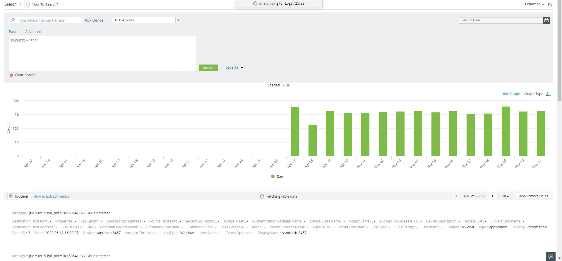 Log Search in Log360