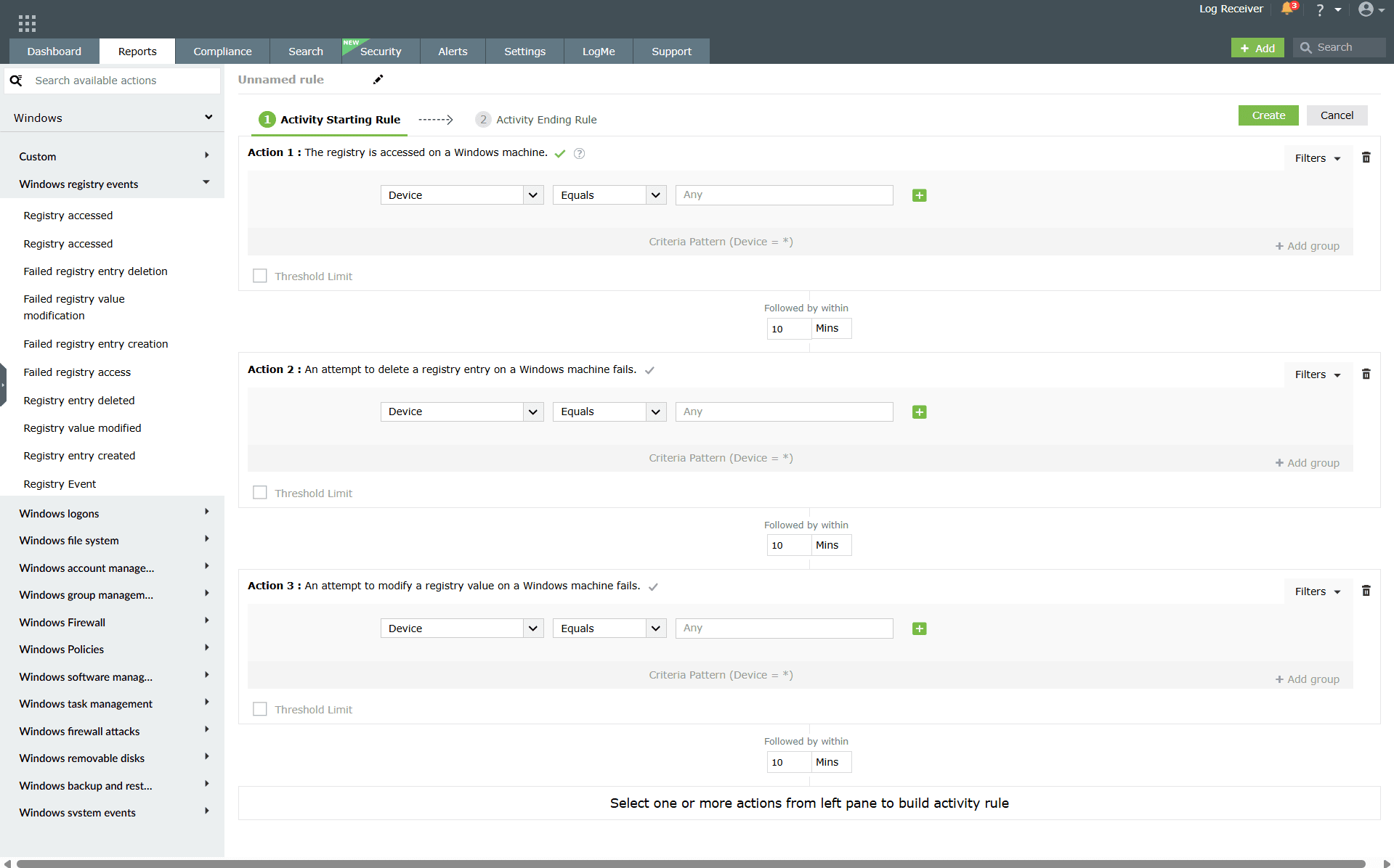 Delete scheduled reports in the manage rules module