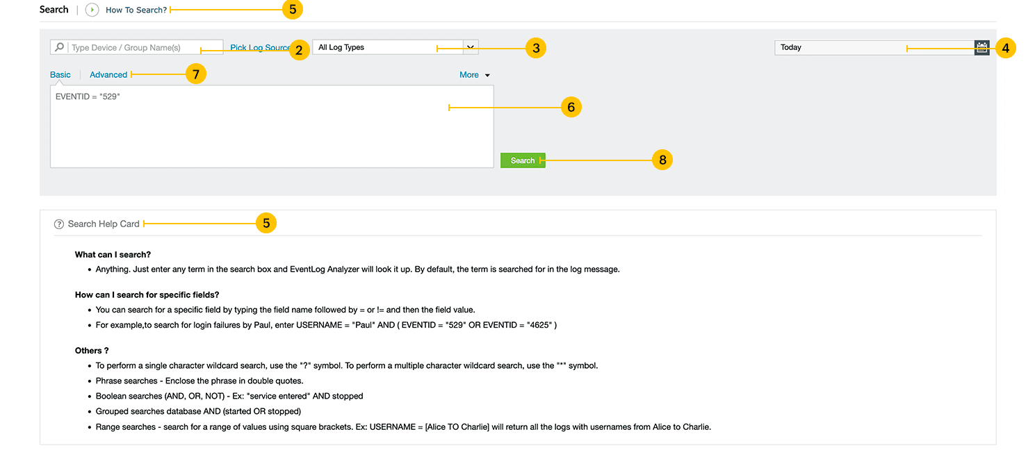 Log Search in Log360