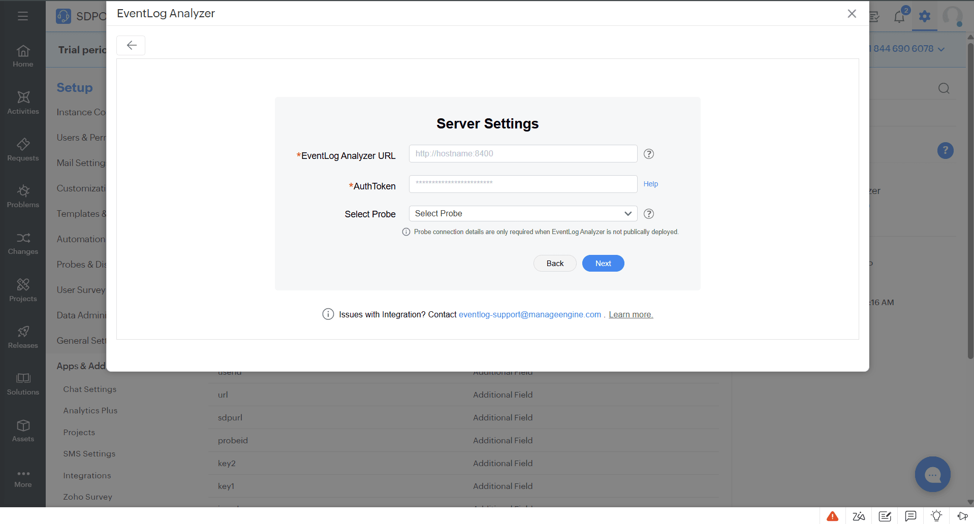Steps to Integrate EventLog Analyzer with ManageEngine ServiceDesk Plus On-Demand