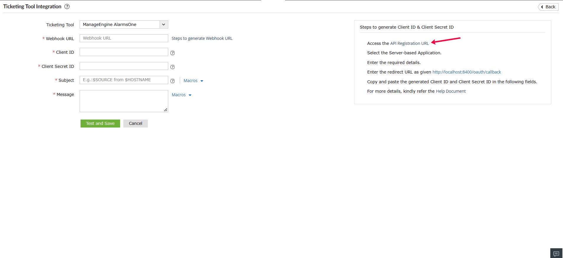 Ticketing Tool Integration