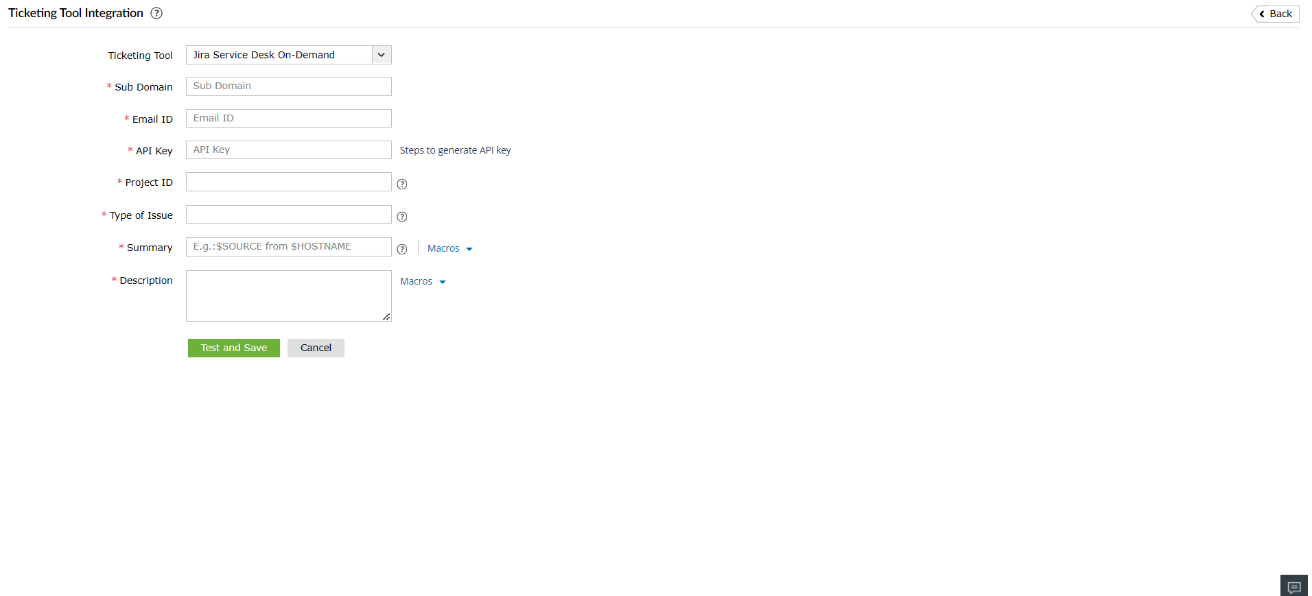 Ticketing Tool Integration