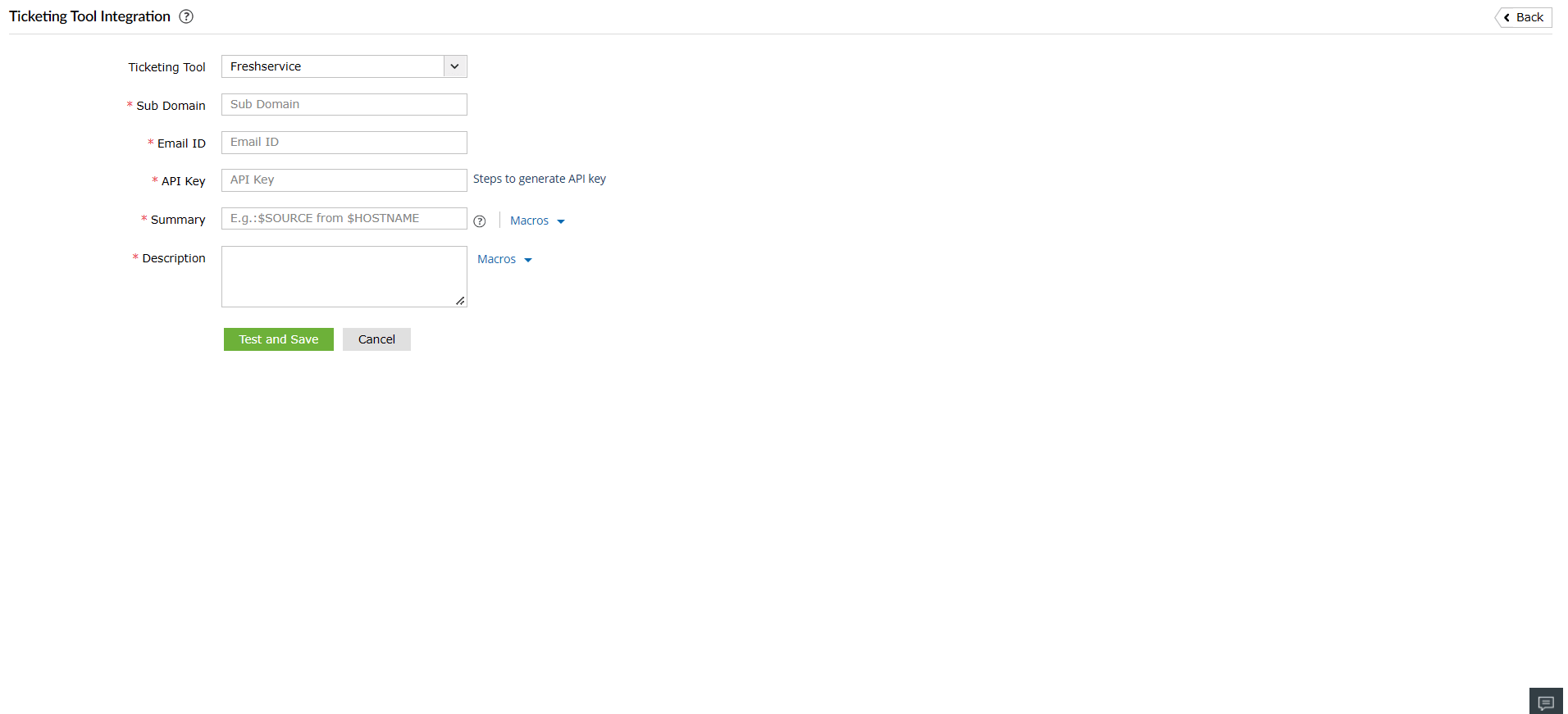 Ticketing Tool Integration