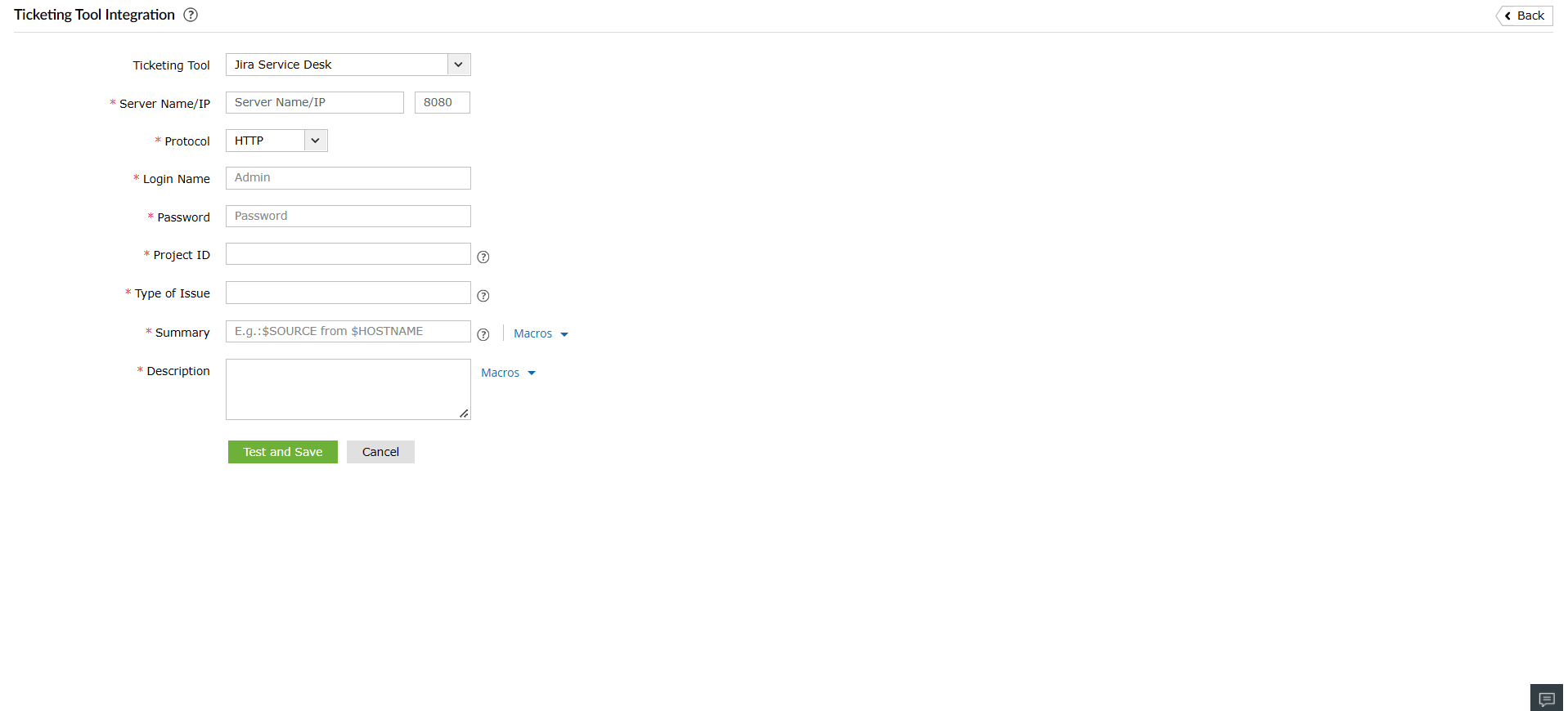 Ticketing Tool Integration