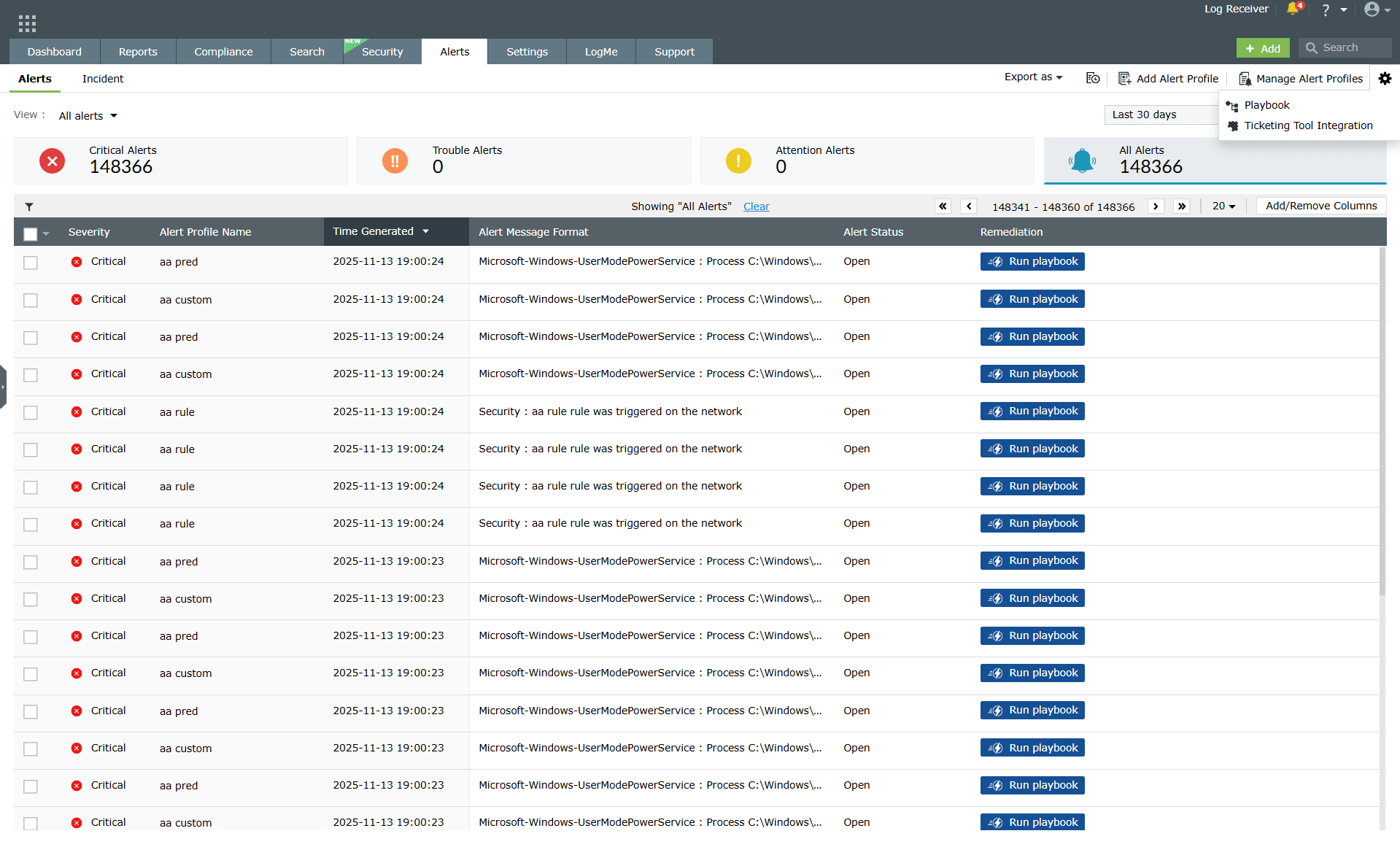 View Log Alerts