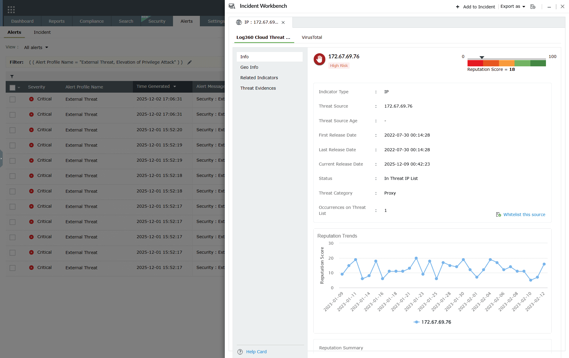 View Log Alerts