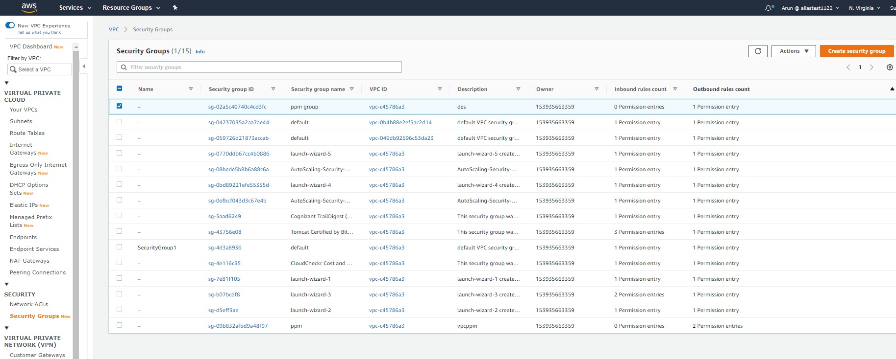 Adding a rule to the security group using VPC Console