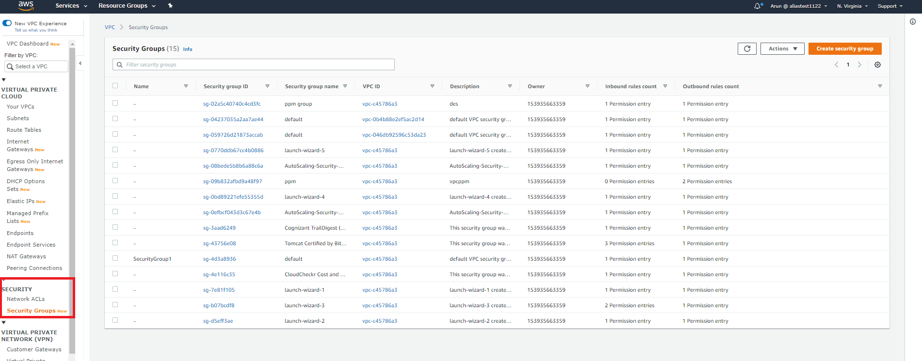 Modifying a rule in the security group using the VPC Console