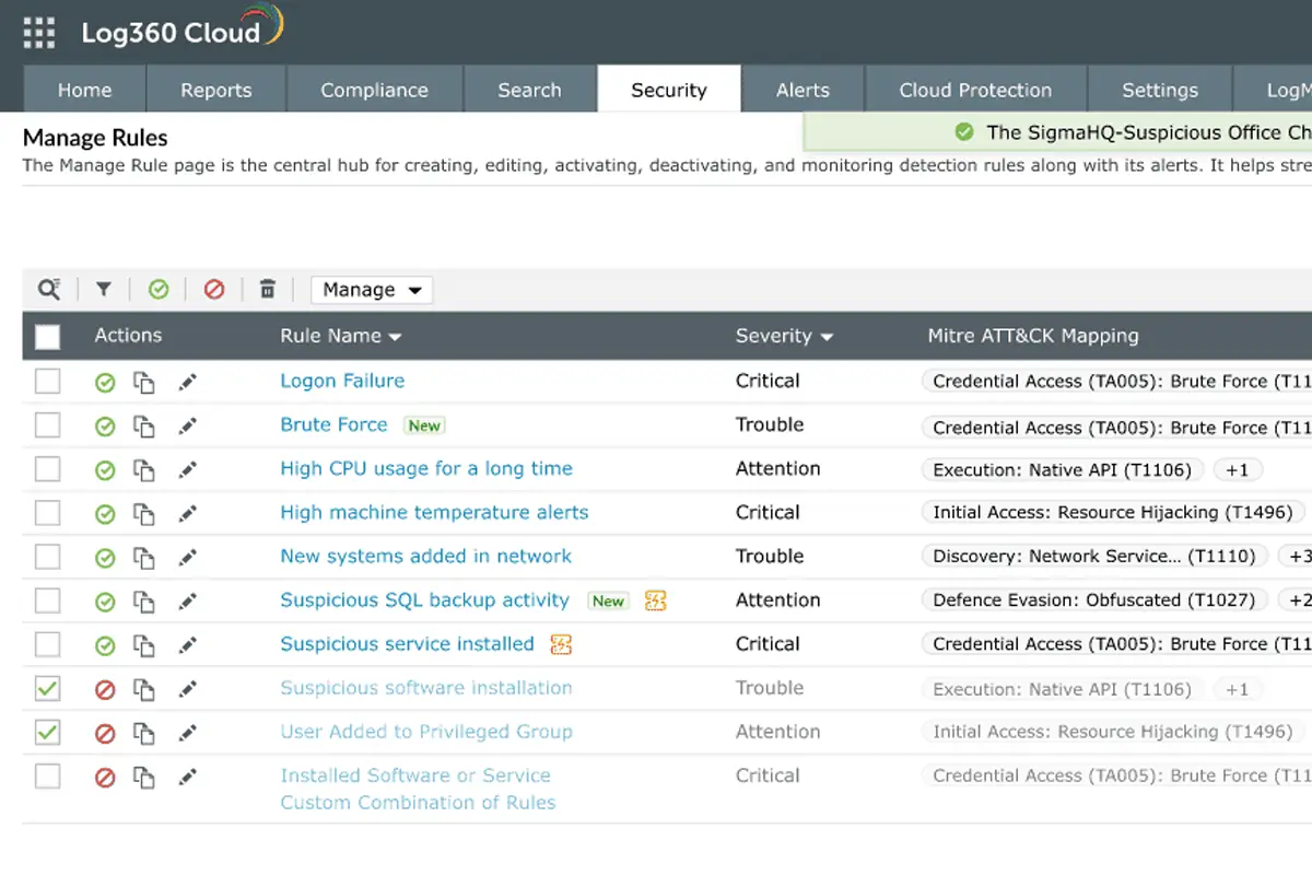 Leverage Log360's anomaly detection framework for threat detection
