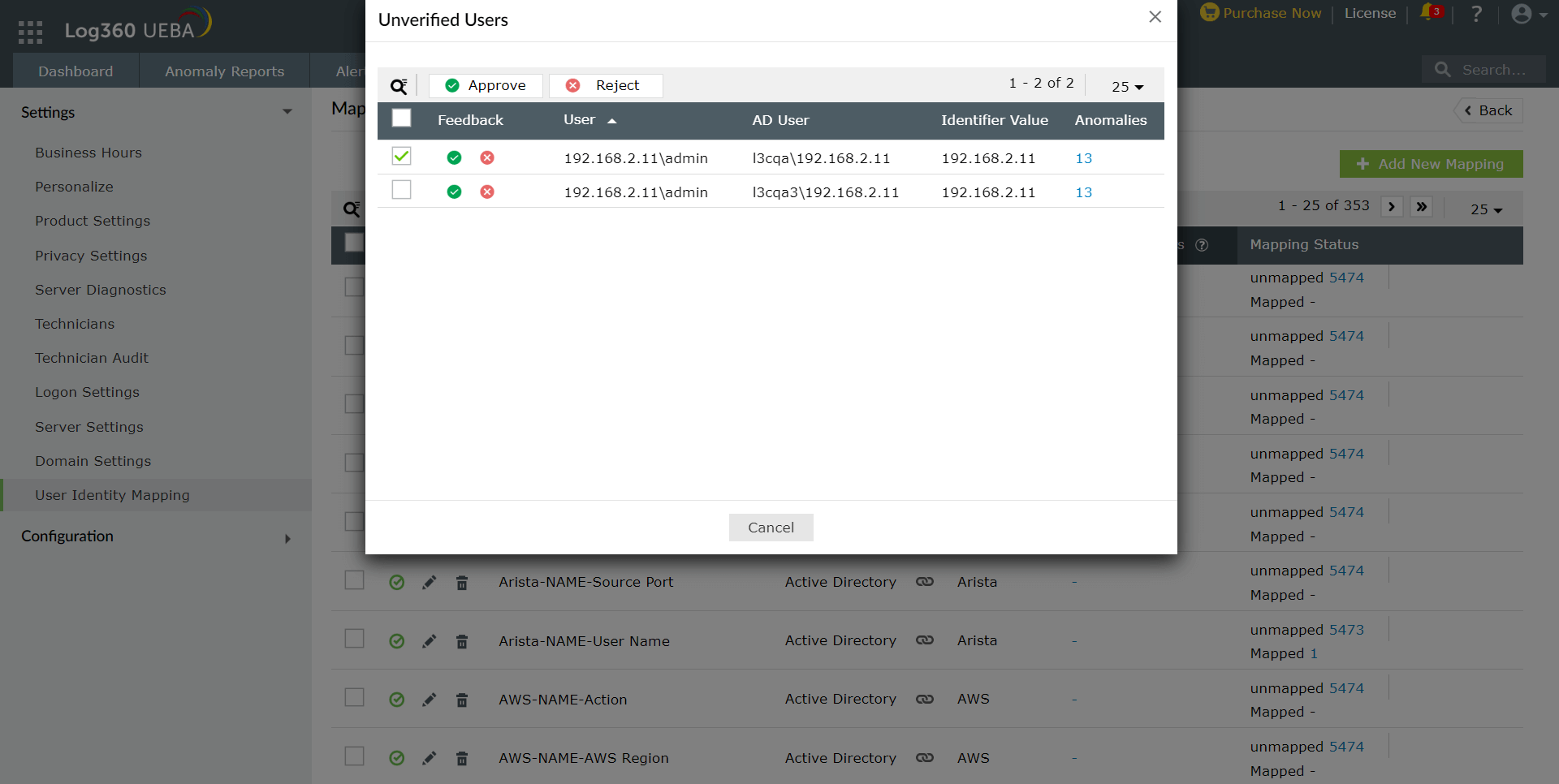 User Identity Mapping (UIM)