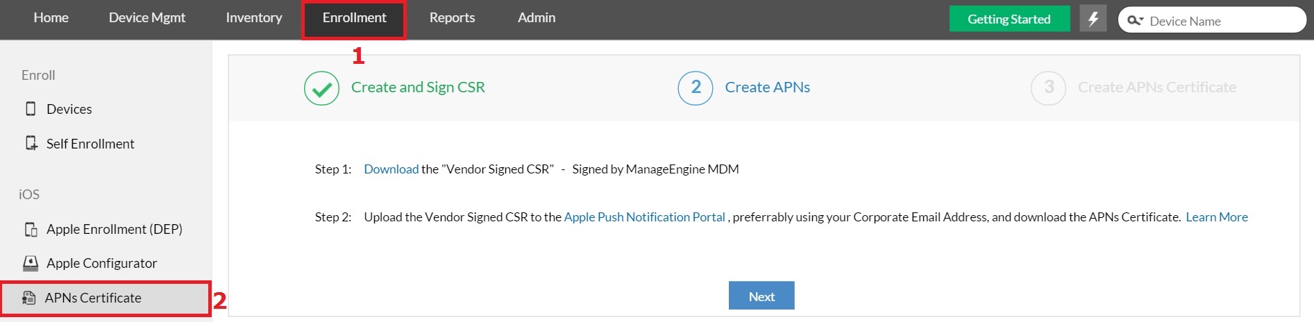 Creating APNs certificate